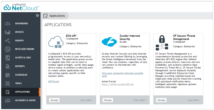 ECM Applications Screenshot