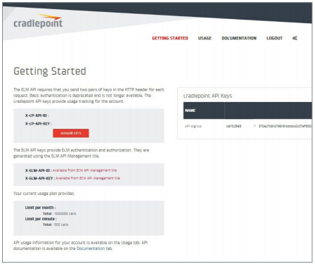 Figure 2:3. API developer key creation & management