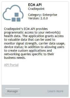 Figure 1:1. ECM API Applications tile