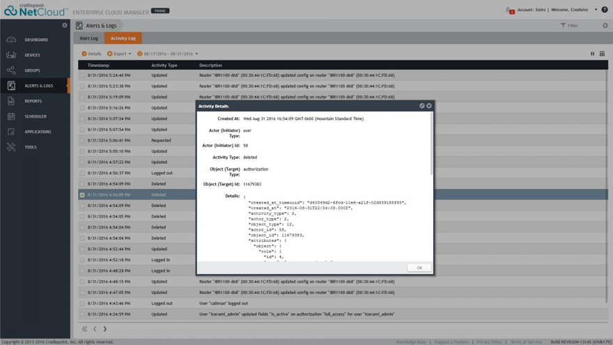 Alerts & Logs Activity 